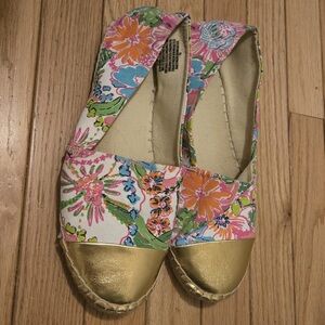 Lilly Pulitzer for Target Floral Espadrilles with Gold Accents
